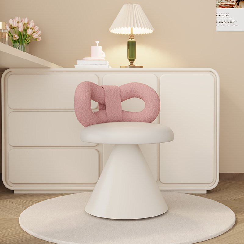 法式奶油风创意可旋转化妆椅家用网红蝴蝶结化妆椅卧室Y化妆台凳