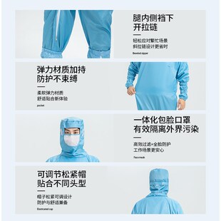 百级网格连体服胯下开蛙式防静电无尘服0.5网格半导体车间洁净服