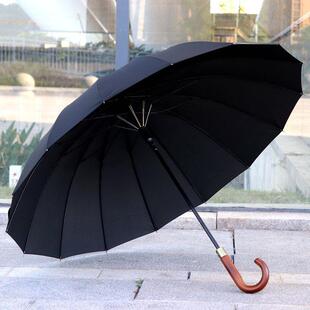 升级版全新16骨伞强防风双层伞面实木柄雨伞自动长柄伞加大晴雨伞