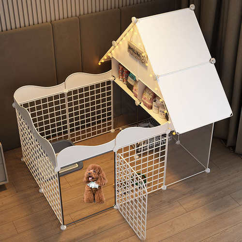 宠物狗狗围栏家用屋狗窝室内小型犬泰迪栅栏隔离门带厕所区狗笼子