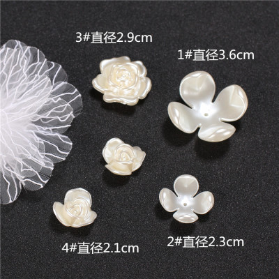 树脂abs仿珍珠花瓣四瓣花托四叶大花朵玫瑰花配件手工diy配件配饰