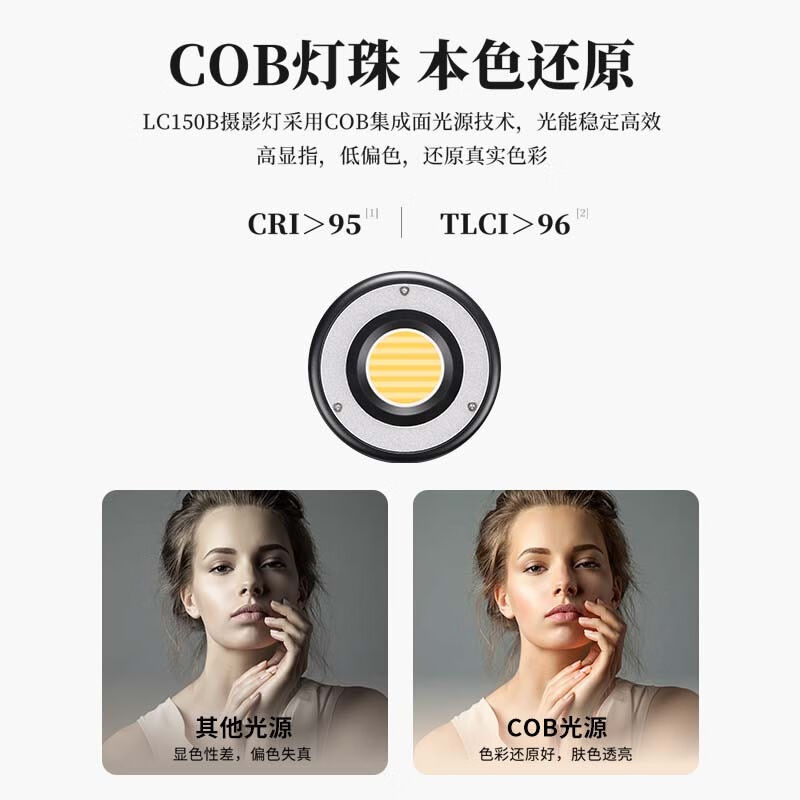 厂家ulanzi优篮子LC150BI补光灯150W双色温COB摄影灯室内户外拍摄