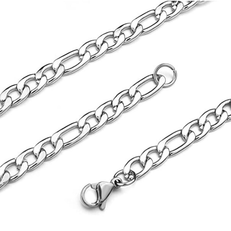 16-28 Inch Figaro NK Chain Stainless Steel Necklace Link Cab