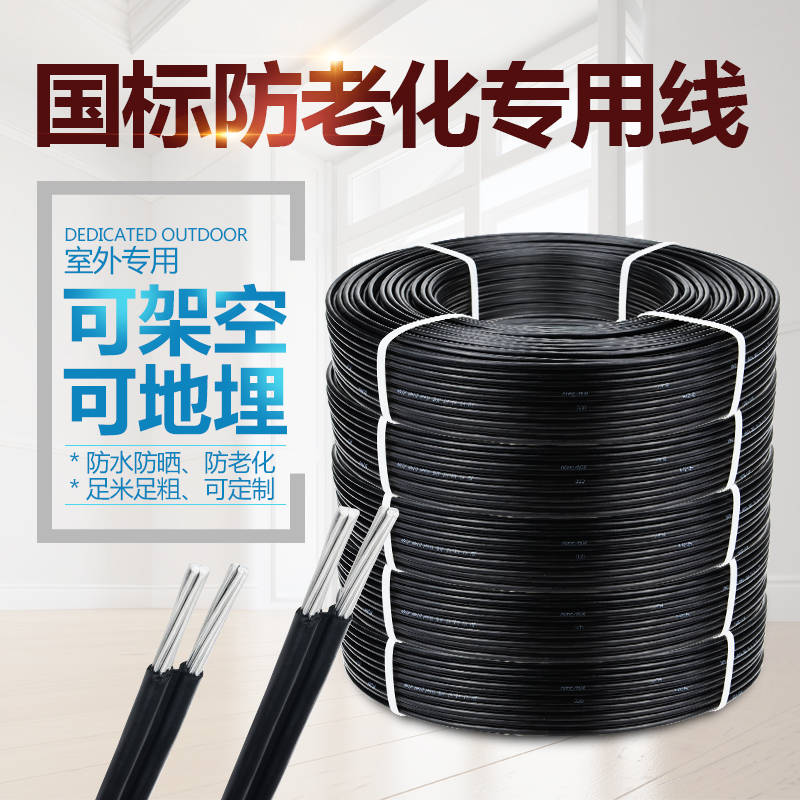 户外架空防老化铝芯电线2芯家用铝线4 6 10 16平方室外国标电缆线