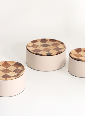 简约现代多功能圆形储物盒桌面茶几糖果收纳盒子样板房家居摆饰
