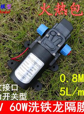 微型电动隔膜泵 压力开关 洗车 喷雾器 自吸12V60W 螺纹接口