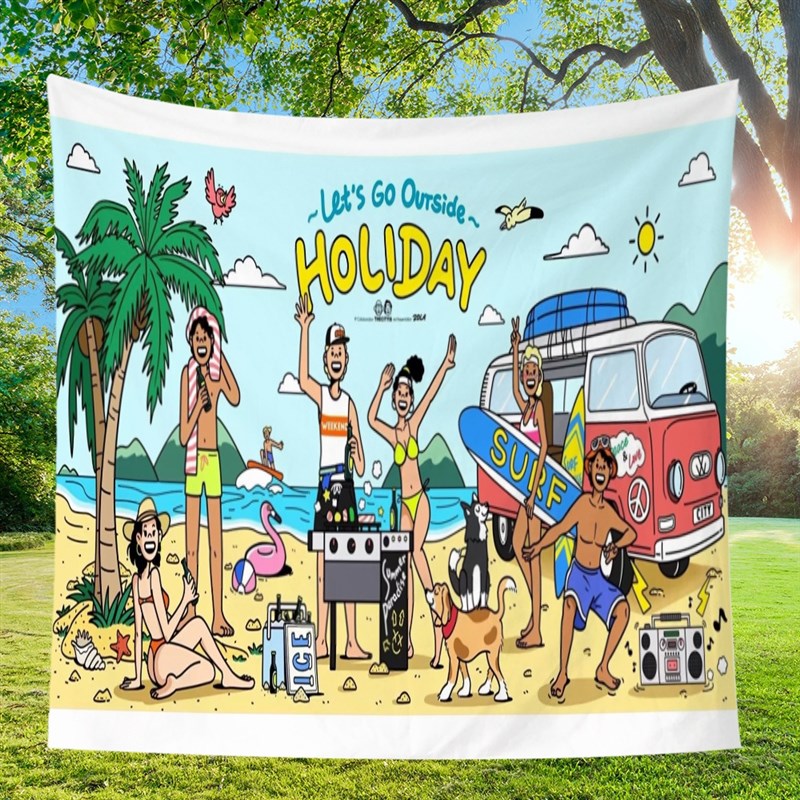 户外露营活动营地帐篷装饰旗帜背景布氛围P感网红打卡野营挂布