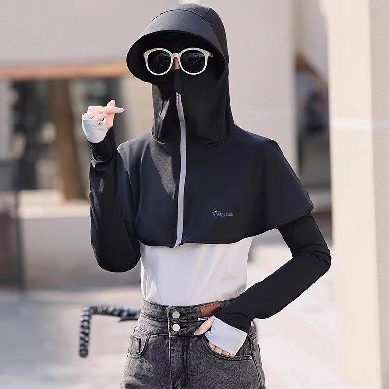 遮阳防晒帽面罩一体女夏季冰丝披肩全脸护颈防紫外线骑车太阳帽子