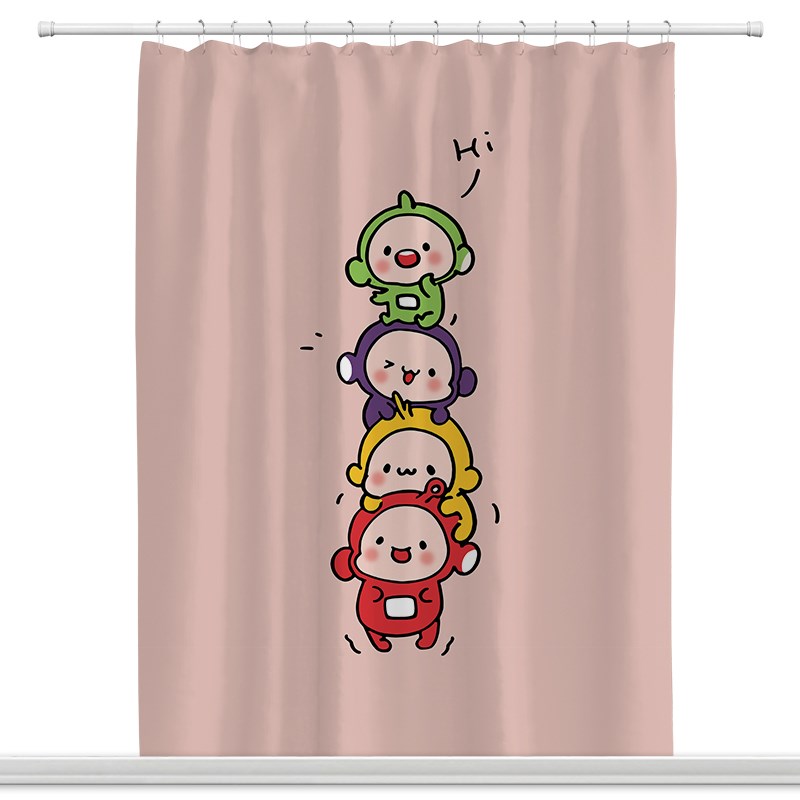 卡通浴室防水浴帘套装免s打孔加厚酒店卫生间浴室门帘淋浴挂磁吸