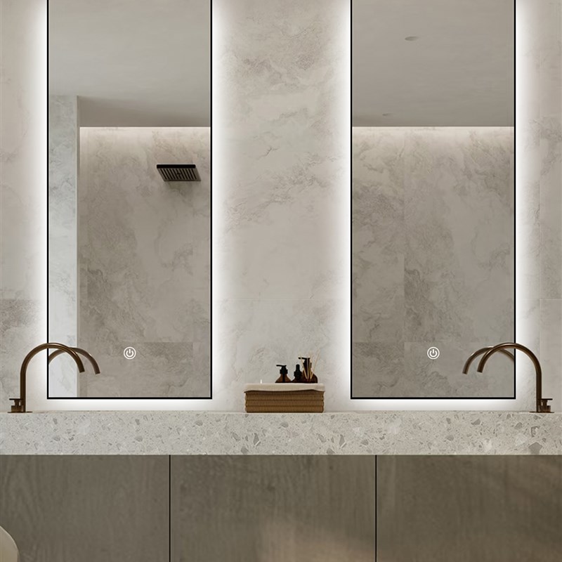 极窄铝框智能镜壁挂墙卫生间发光浴室镜洗面台LQED通顶长镜子防雾