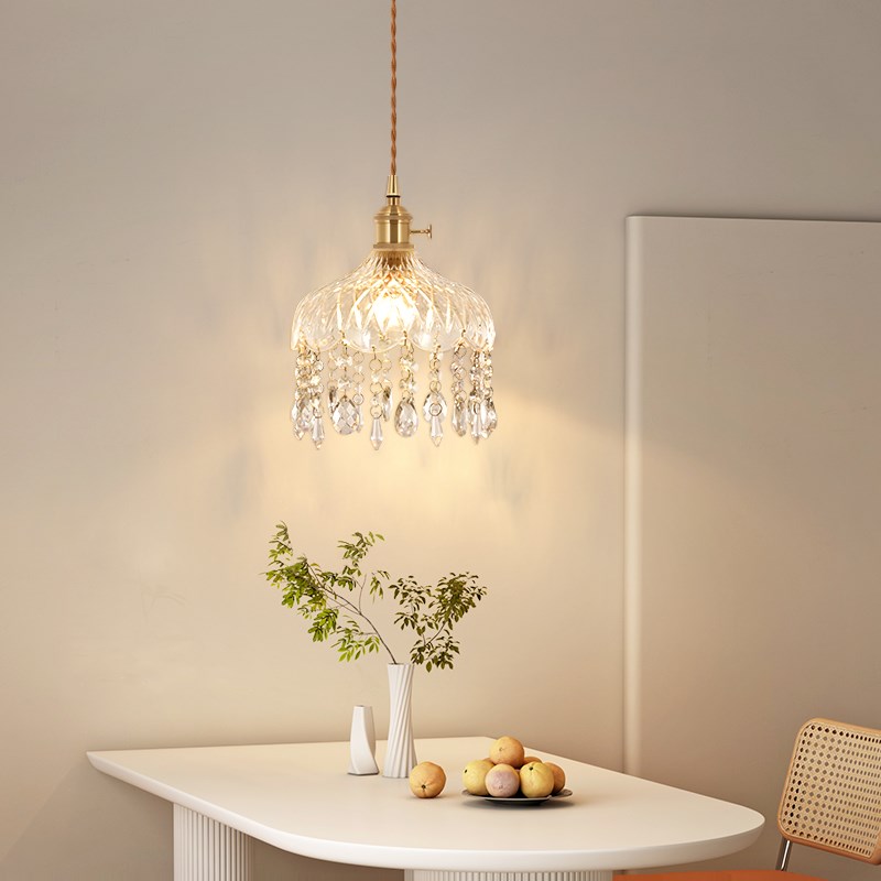 法式水晶灯玄关小吊灯轻奢餐w厅过道走廊灯阳台灯网红卧室床头吊