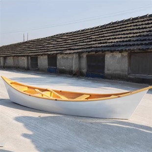 欧式实木花船装饰景观水上小木船景观舞台道具船公园手画船手摇船