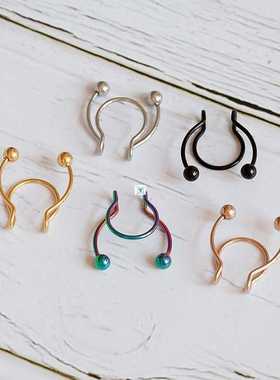 10pcs Nose Ring Fake Septum Piercing Stainless Steel Clip