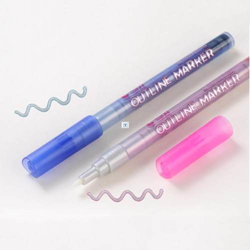 Double Line Pen Metallic Color Magic Outline Marker Pen DIY