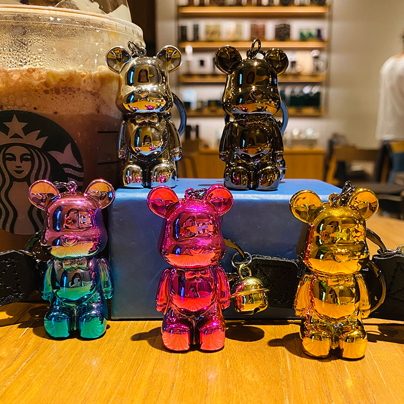 可爱领结熊钥匙扣精致女情侣款一对挂件小饰品汽车钥匙链书包挂饰