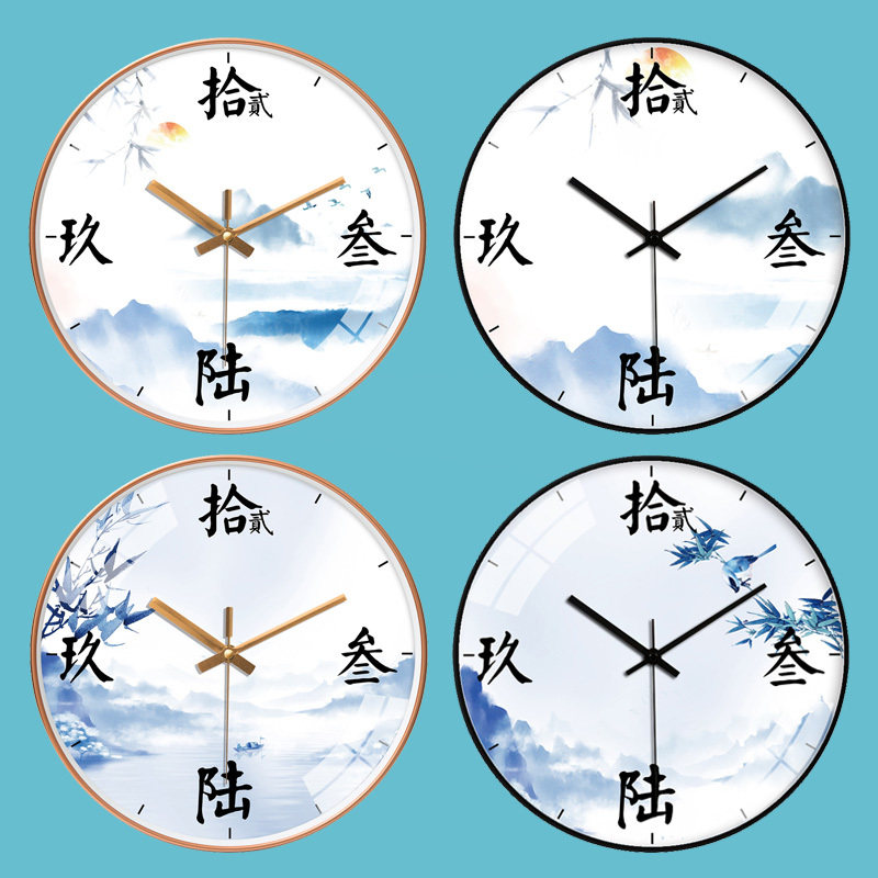 新中式风轻奢客厅挂钟个性创意家用卧室静音钟表艺术挂表装饰时钟