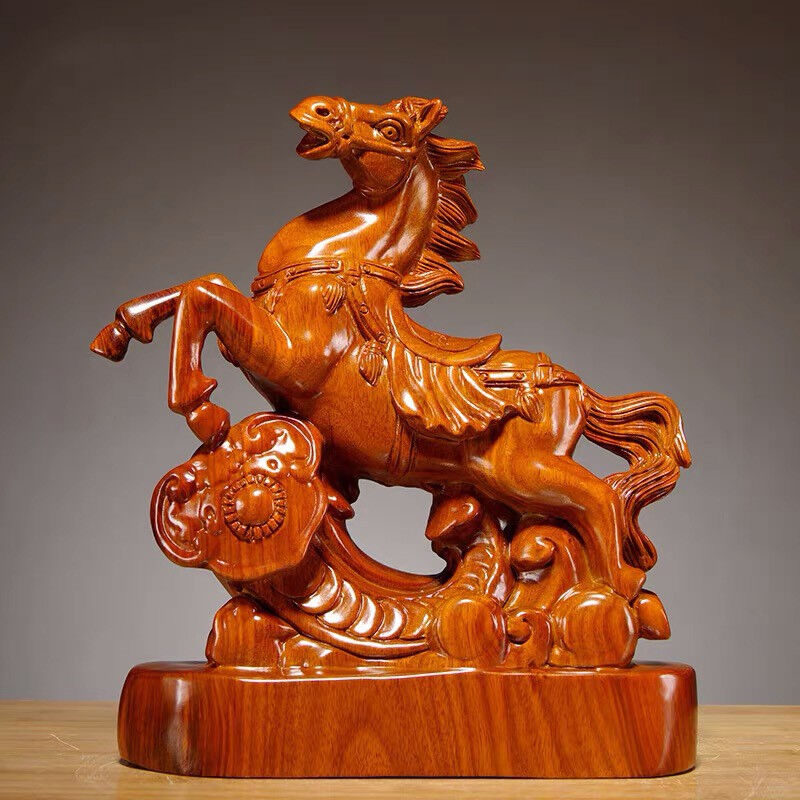 花梨木雕马到成功摆件红木实木生肖马办公室办公桌装饰品摆