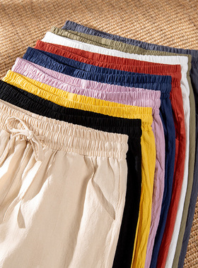 Linen Pants Women Spring  Ankle Length Casual Straight休闲裤