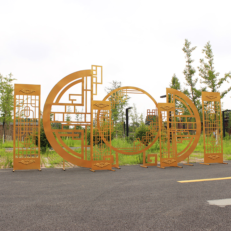 中式婚庆道具中华门铁艺屏风雕花背景弥香七件套摆件婚礼路引装饰