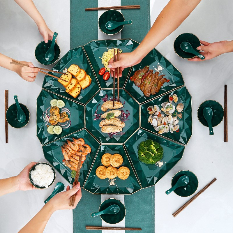 .2021和q盘子套装网红北欧风格聚餐盘酒店盘子年夜饭家庭拼盘A
