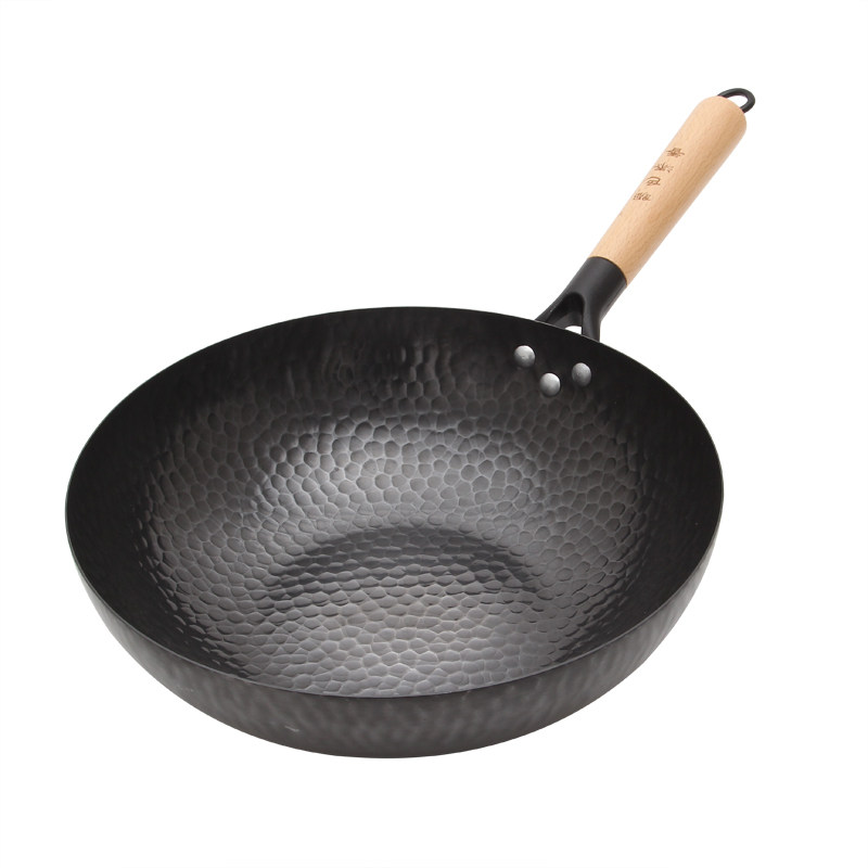 极速秘匠锻打传统铁锅平底锅无涂层无油烟家用炒菜锅老式电磁炉燃