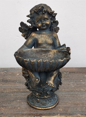 欧洲复古雕塑工艺品摆件人物天使古铜金雕刻文艺复兴系列展会样品