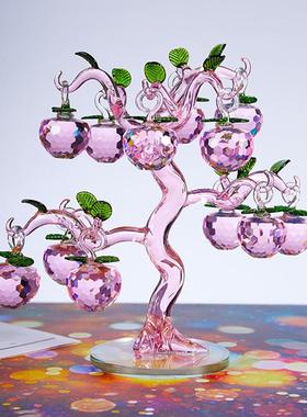 水晶苹果树创意家居饰品客厅装饰摆件玄关电视柜酒柜工艺礼品摆饰