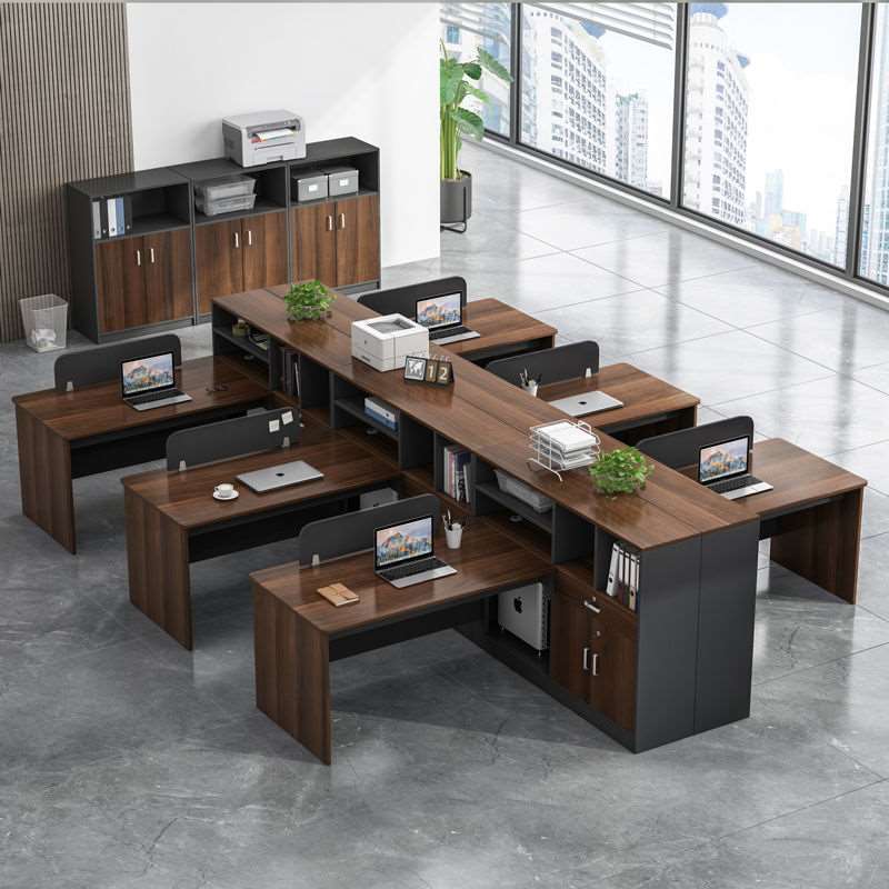 职员办公桌椅组合简约现代员工屏风办公桌4/6人位电脑桌办公家俱