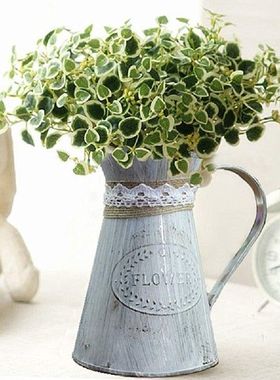 Vintage Tin Emmer Modieuze Ijzer Bloemenvaas Retro Metalen