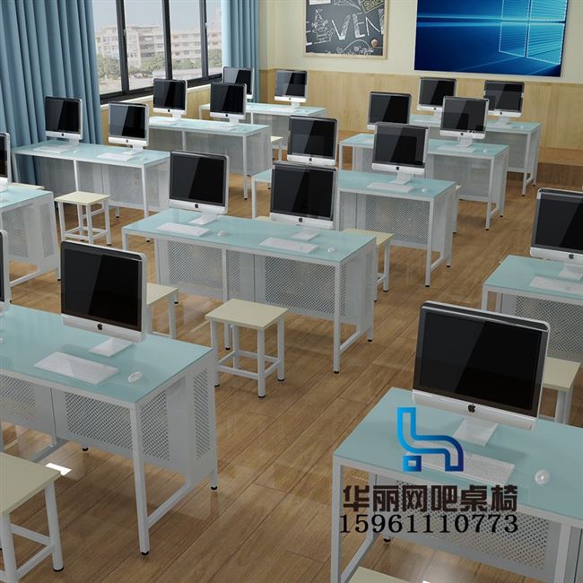 学校机房微机室教师电脑桌培训室班电脑桌椅办公台式桌单人双人
