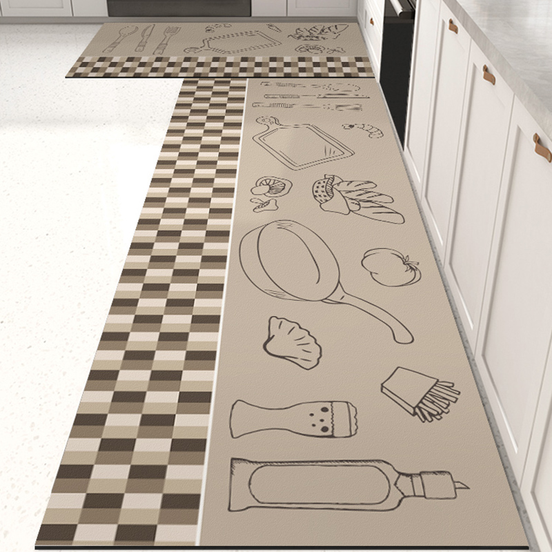 厨房地垫防滑防油可擦免洗吸油防水防脏免清洗硅藻泥垫子l形脚垫