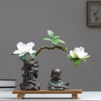 式物件工艺品奶茶店新装饰礼物摆件小日家里玄关中式餐厅盆景