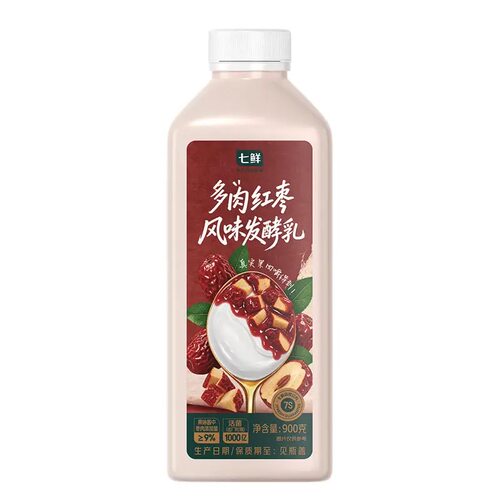 新品抢先饮七鲜多肉红枣风味发酵乳酸奶早餐奶果肉嚼的到900g