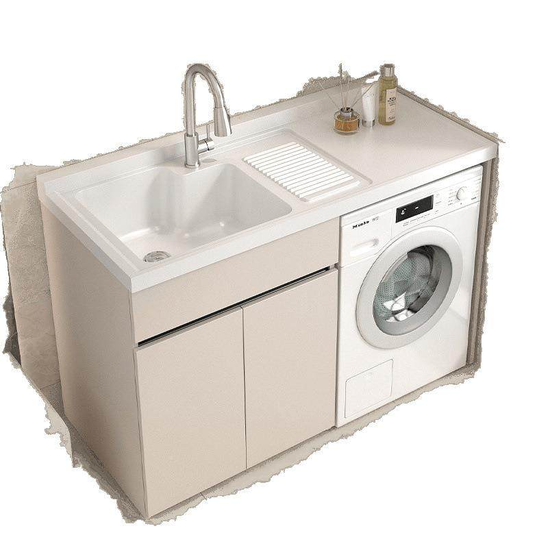 阳台洗衣一体台洗衣池槽室带搓板滚筒洗衣机柜浴柜柜组合378盆包