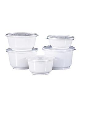 圆一次快性碗塑料BYH形餐饭加厚白色带盒盖汤碗外卖一次性粉面打