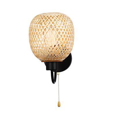 竹4376编拉卧床头过室道背链景墙灯新中式室笼子灯具护眼led灯内