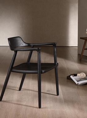 -闲DF58-5B2日式休闲实木餐椅休扶手椅咖啡厅胡桃色广岛DF58-25-