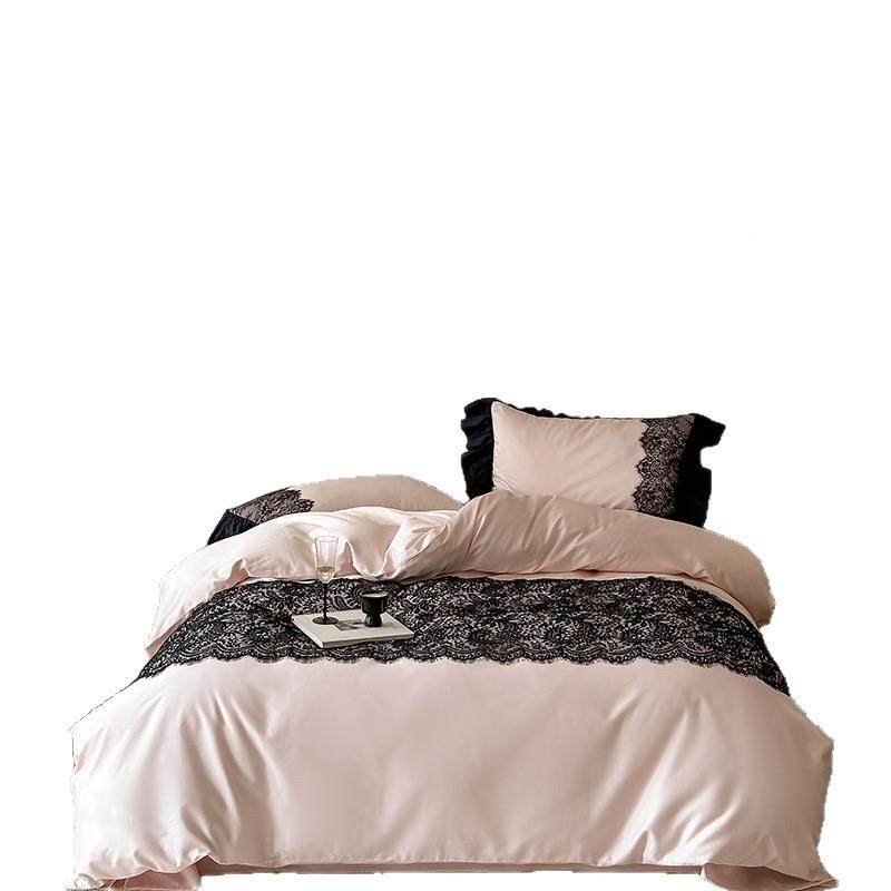 法式少女心新疆粉蕾长绒棉四件套少女心丝花边纯棉XM202508被色套,床上用品,床品套件/四件套/多件套,淘宝优惠券,粉丝福利购,淘宝优惠卷