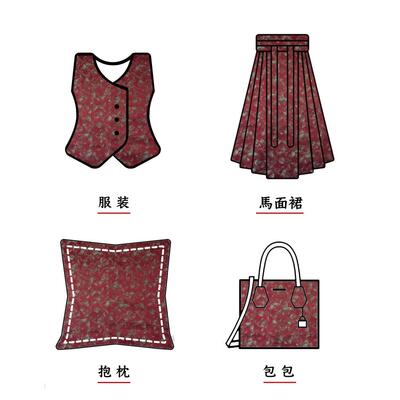 暗红色金丝抽象装连衣裙礼服色织布春秋双西面帘HZ5216-2时料窗装