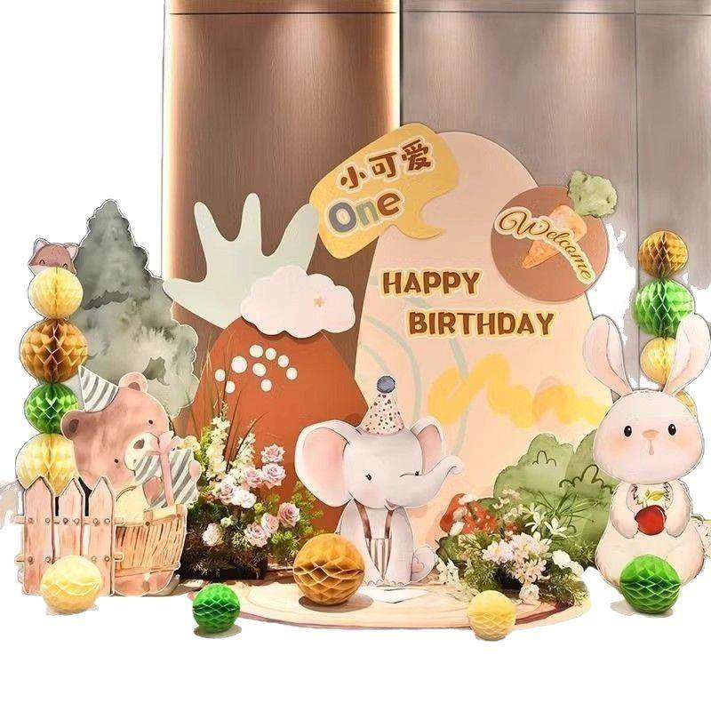 森系宝宝周岁生日景场布置装百天儿饰动童男孩女孩NFC手绘物kt板,节庆用品/礼品,装扮布置套餐,淘宝优惠券,粉丝福利购,淘宝优惠卷