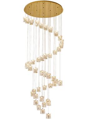 轻奢水11475晶式别楼大吊灯墅客楼厅挑空梯长吊复灯现代简约旋转