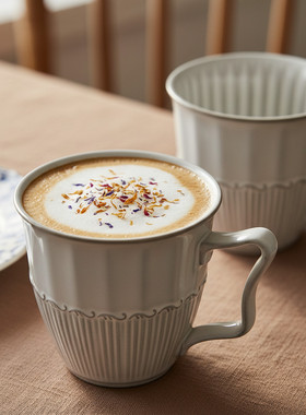 陶瓷咖啡杯高级感轻奢高颜值马克杯早餐杯燕麦杯甜品杯精致下午茶