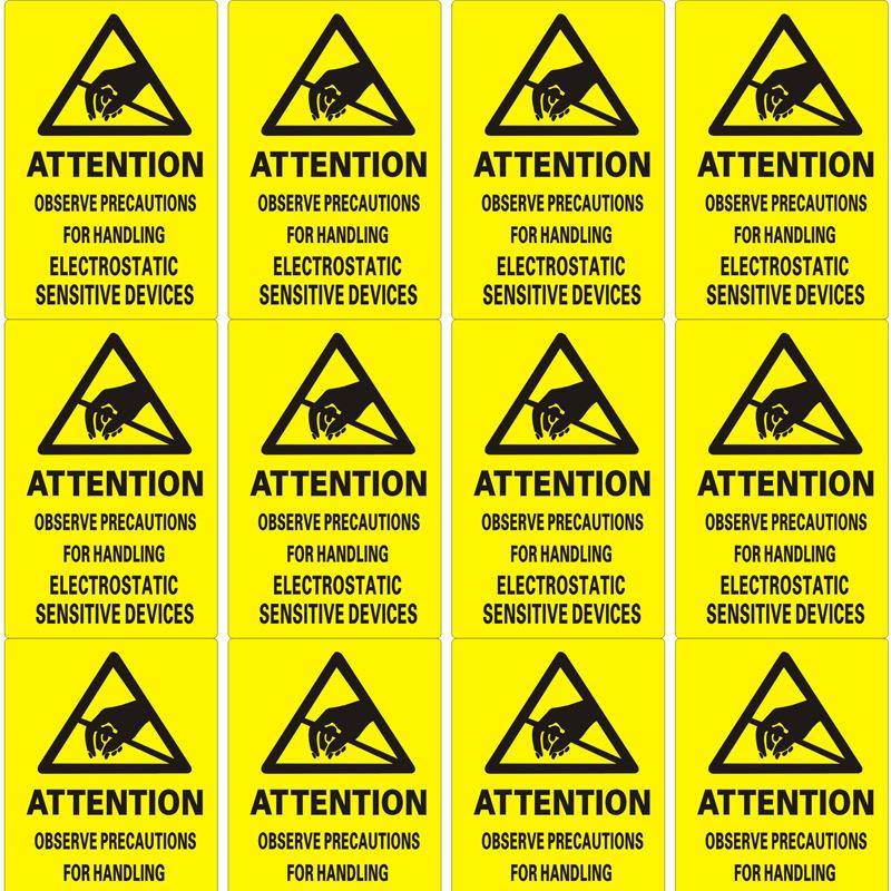 厂家现货防静电警告语不干胶标签铜版纸物流产品PVC标签贴贴纸