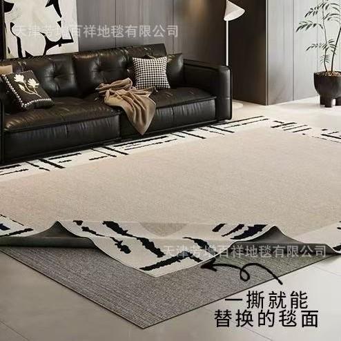 法式轻奢双层可拆洗客厅地毯新款可机洗沙发茶几高级卧室床边毯