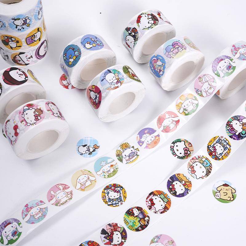 三丽鸥卷卷贴一套20卷不重复1卷500贴不干胶标签卡通装饰手账贴纸
