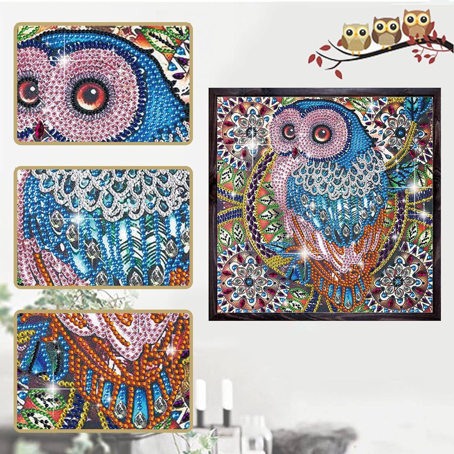 钻石画猫头鹰独角兽装饰画 异形钻5D儿童手工益智玩具跨境热销