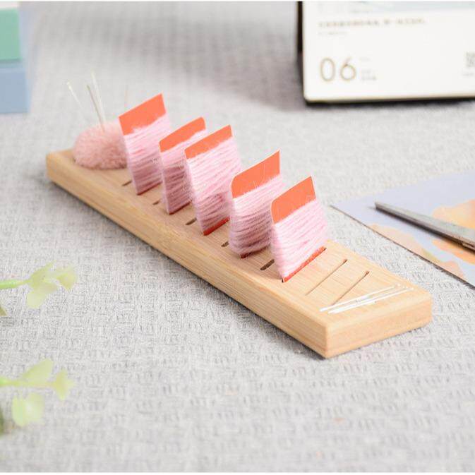 实木置线架家用毛线绕线架便携式竹木针线收纳架绣花线筒