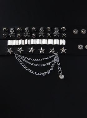 欧美时尚多层皮宽手链个性霸气骷髅铆钉朋克街舞手环饰品