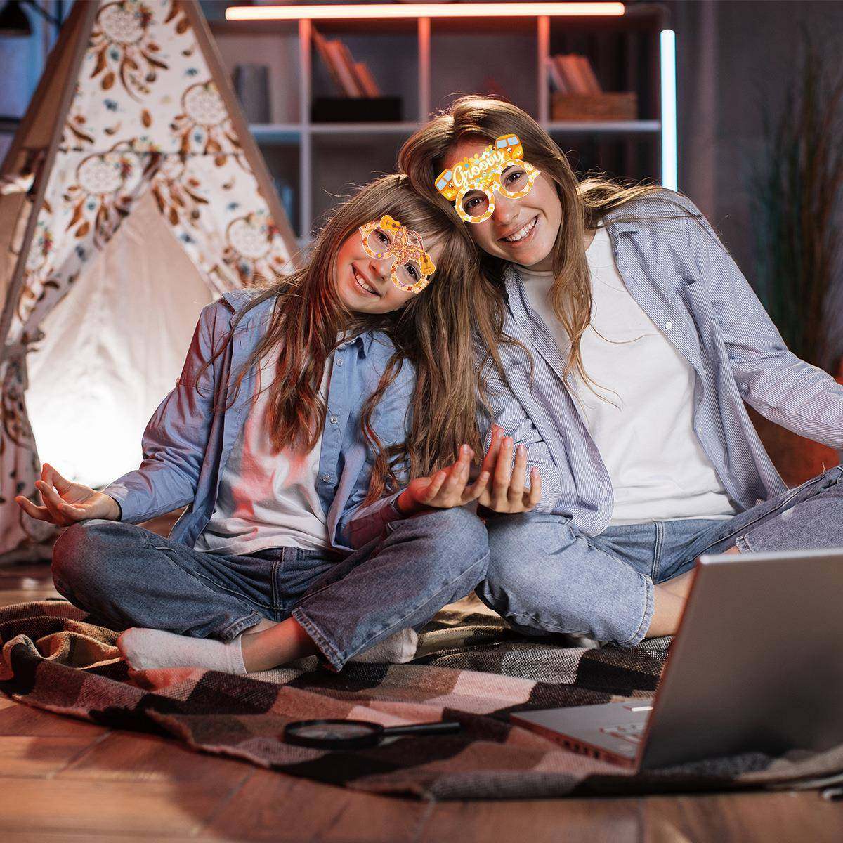 跨境新款波西米亚主题嬉皮派对3D纸质眼镜女孩生日two groovy眼镜