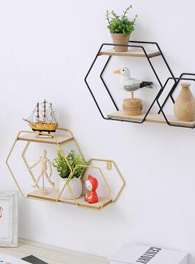 ins北欧风置物架客厅卧室装饰品墙壁挂展示架金属铁艺物品收纳架